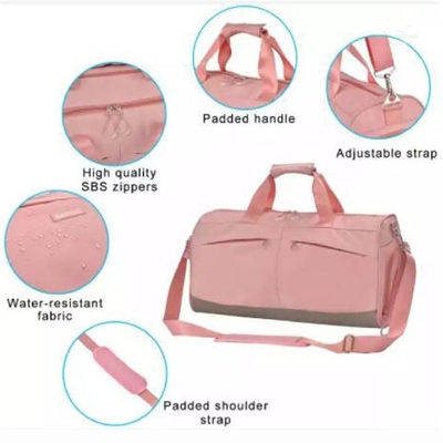 Προσαρμοσμένη αδιάβροχη τσάντα Duffel με θήκες για παπούτσια Gym Pink Dance Bag