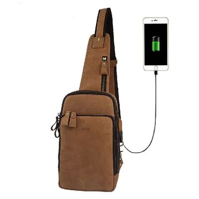 Για πολλές χρήσεις γνήσιος σταυρός δέρματος - αθλητική τσάντα σωμάτων με το λιμένα χρέωσης USB