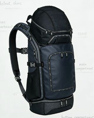 Αδιάβροχη Υφασμάτινη Τσάντα Αθλητισμού Εξωτερικού Χώρου με Ανακλαστικές Λωρίδες και 5 Θήκες για Γυμναστήριο και Ταξίδια